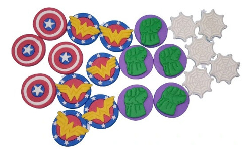 Pack X10 Apliques Superheroes En Porcelana Fria