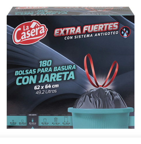 Bolsas Para Basura Con Jareta 180pzas 49.2l La Casera