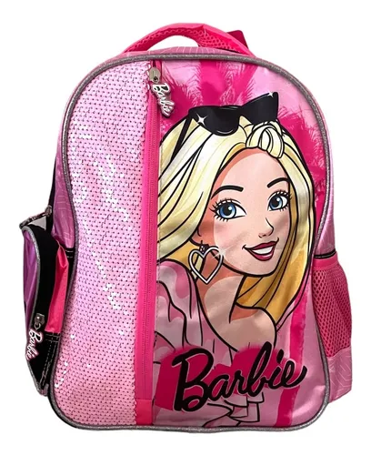 Mochila Escolar Barbie Niñas Fucsia Lentejuelas