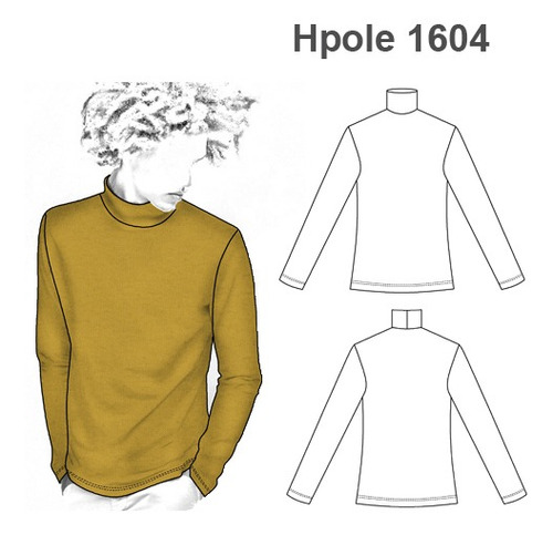 Molde, Patrón Polera Remera Beetle Cuello Alto Hombre