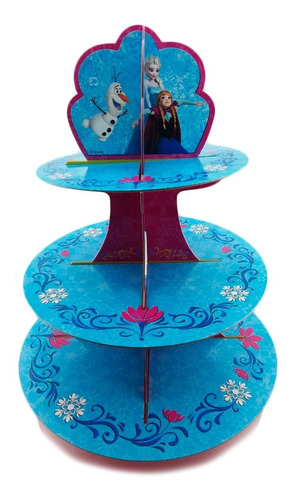 Torre Para Cupcakes Y Postres 3 Niveles Modelo Frozen