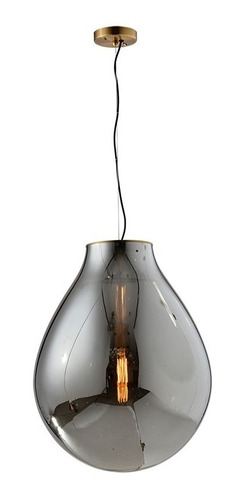 Lustre Pendente Luminária Bexiga Pylon 1l Vidro Fumê 40 Cm