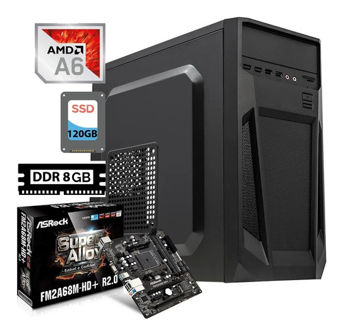 Imagem 1 de 1 de Pc Gamer Amd 3.8ghz, 8gb Ram, Ssd 120gb, Radeon R5