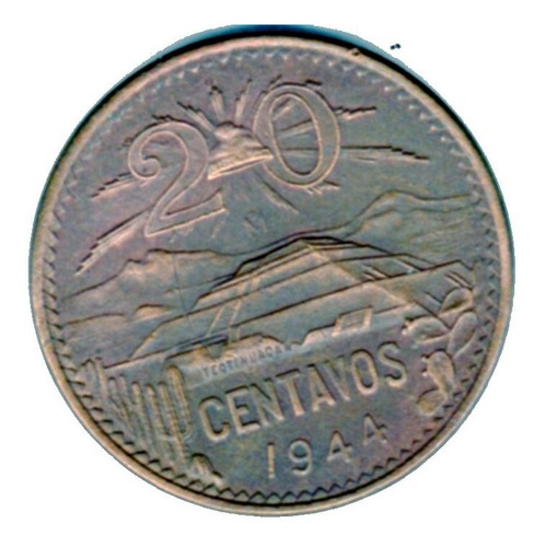 Moneda 20 Centavos 1944  Mo Sin Circular Bu  Monedas L1