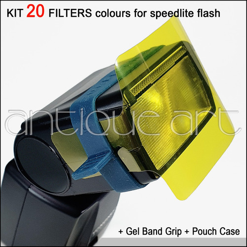 A64 Kit 20 Gel Color Filtro Para Flash Speedlight Tipo Rogue