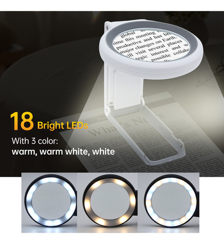Lupa Portátil De 30x/10x Con Luz Led, Mango Plegable