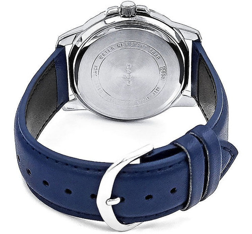 Relógio Casio Masculino Prata Couro Azul Mtp-vd01l-2bvudf