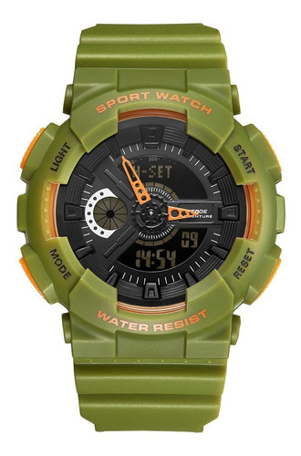 Relógio Masculino Weide Anadigi Wa3j8004 - Verde E Laranja