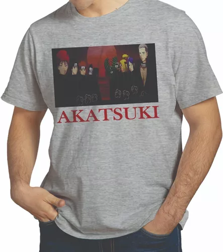 Camiseta de manga curta Naruto Shippuden masculina, Akatsuki