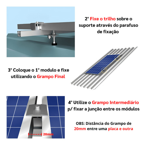 Kit Suporte 04 Placas Solar Estrutura Viga Madeira 4,80m