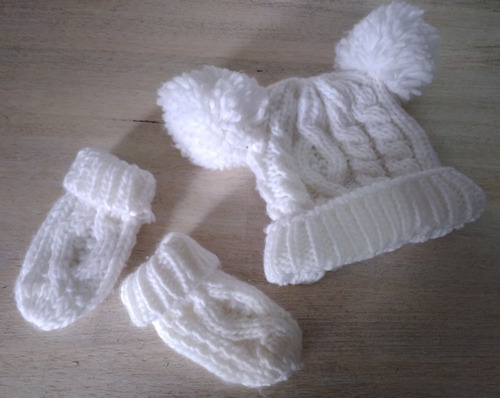 Conjunto Gorro Y Mitones Guantes Bebe (Usado)