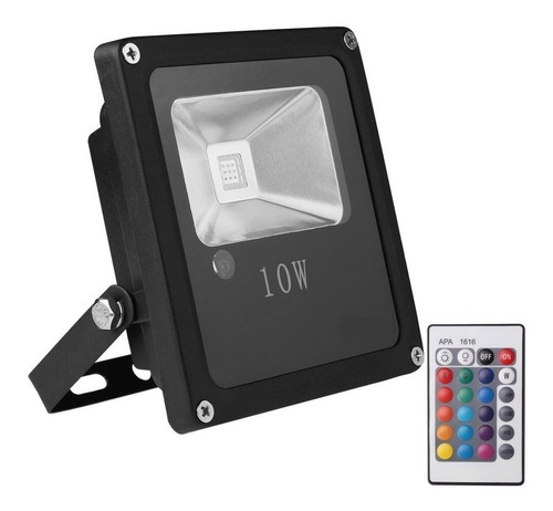 Reflector Led Rgb 10w Multicolor Ip66 C/ Control Exterior /e Color De La Carcasa Negro 110v