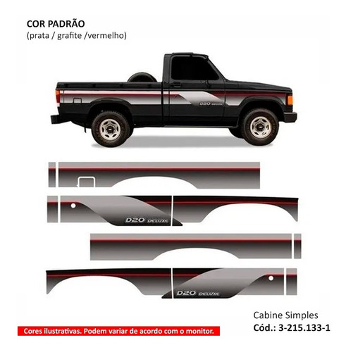 Adesivo Faixa Lateral Chevrolet D20 1996 - Cabine Simples