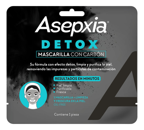 Mascarilla facial para piel normal Asepxia Detox carbón
