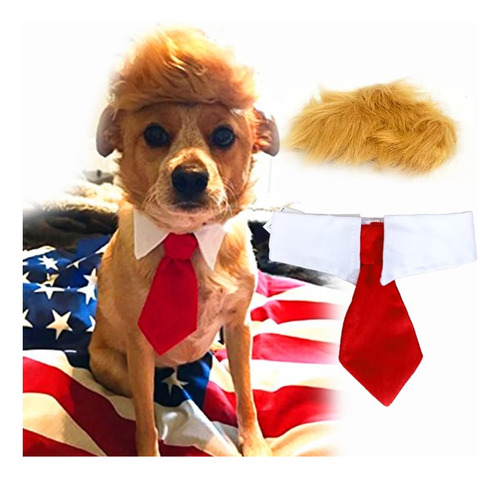 Trump Style Pet Costume Dog Wig, Donald Dog Clothes Col...