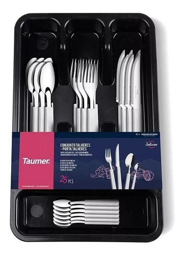 Set X 25 Cubiertos Organizador Taumer Saturno Acero Inox M