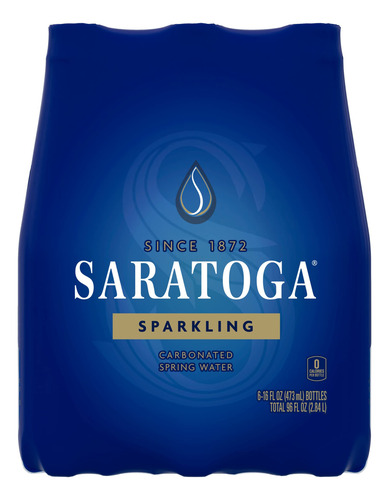 Botella De Agua Mineral Con Gas Saratoga, Pet, 6 Unidades