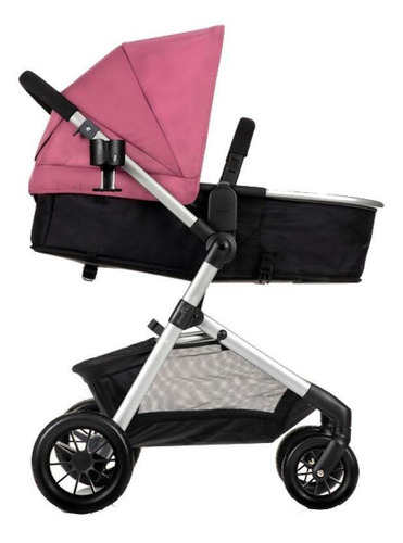 Coche de paseo Evenflo Pivot modular travel system dusty rose con chasis color plateado