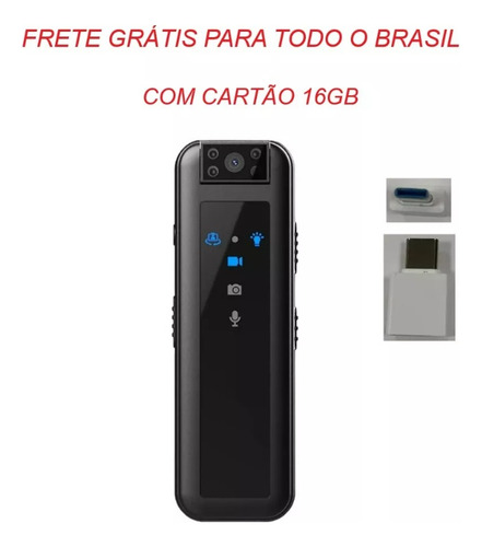 Câmera Portátil Noturna Espiã Corporal 64gb Frete Grátis