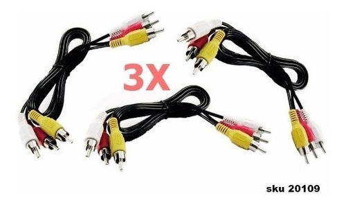 Cable Rca Audio Y Video De 1,8 Metros Paquete 3 Cables. W11