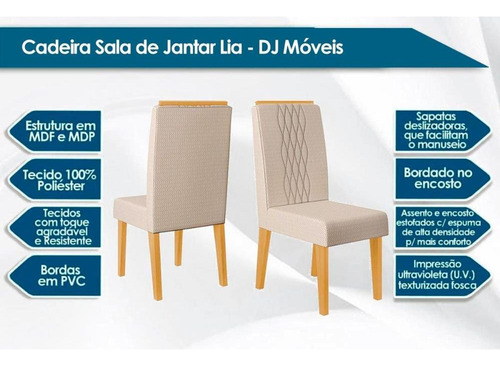 Cadeira Lia Kit 6 Un Cedro/suede Ocre-dj Móveis
