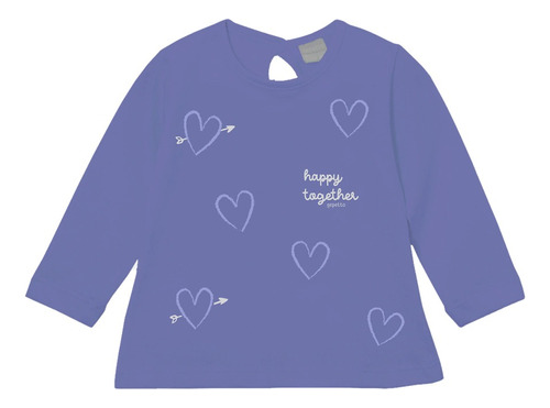 Remera Bebe Nena Manga Larga Corazones Gepetto 12 A 48 M