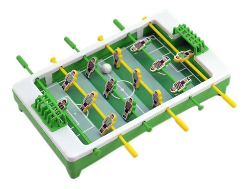 Mini Pebolim Jogo Futebol Totó Infantil Brinquedo De Mão Cor da mesa de pebolim branca-verde