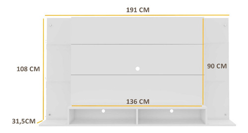 Imagen 5 de 5 de Panel De Tv Paraiso De Hasta 60 Pulgadas Blanco