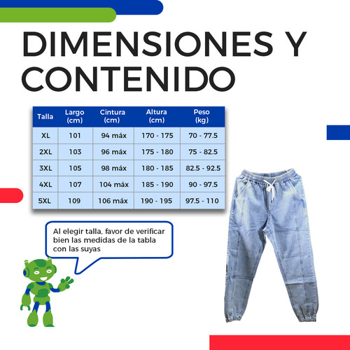 Pantalón Denim Para Hombre Jogger Elástico Algodón Casual