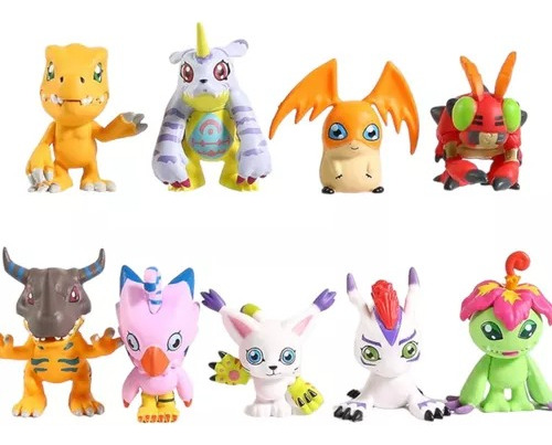 Digimon Set X9 Figuras Gashapones Muñecos Juguetes Agumon