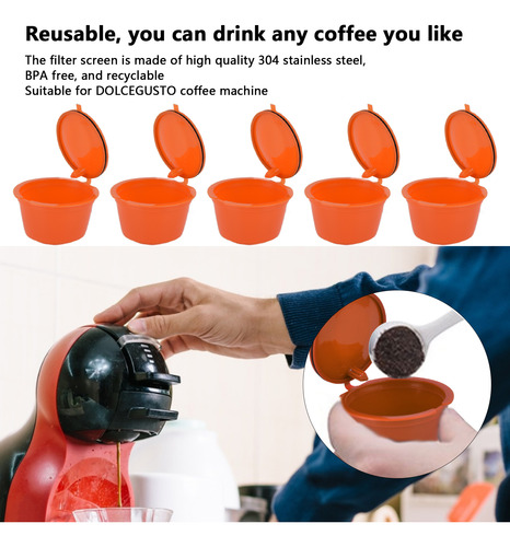 Cuchara Con Filtro Reutilizable Para Cápsulas De Café, 5 Uni