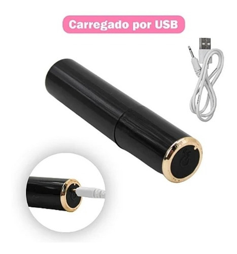 Lápiz labial masajeador silencioso, recargable por USB, con minivibrador, color rojo