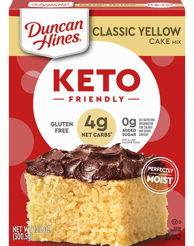 Duncan Hines Keto Friendly Classic Yellow Cake Mixx, Sin Glu