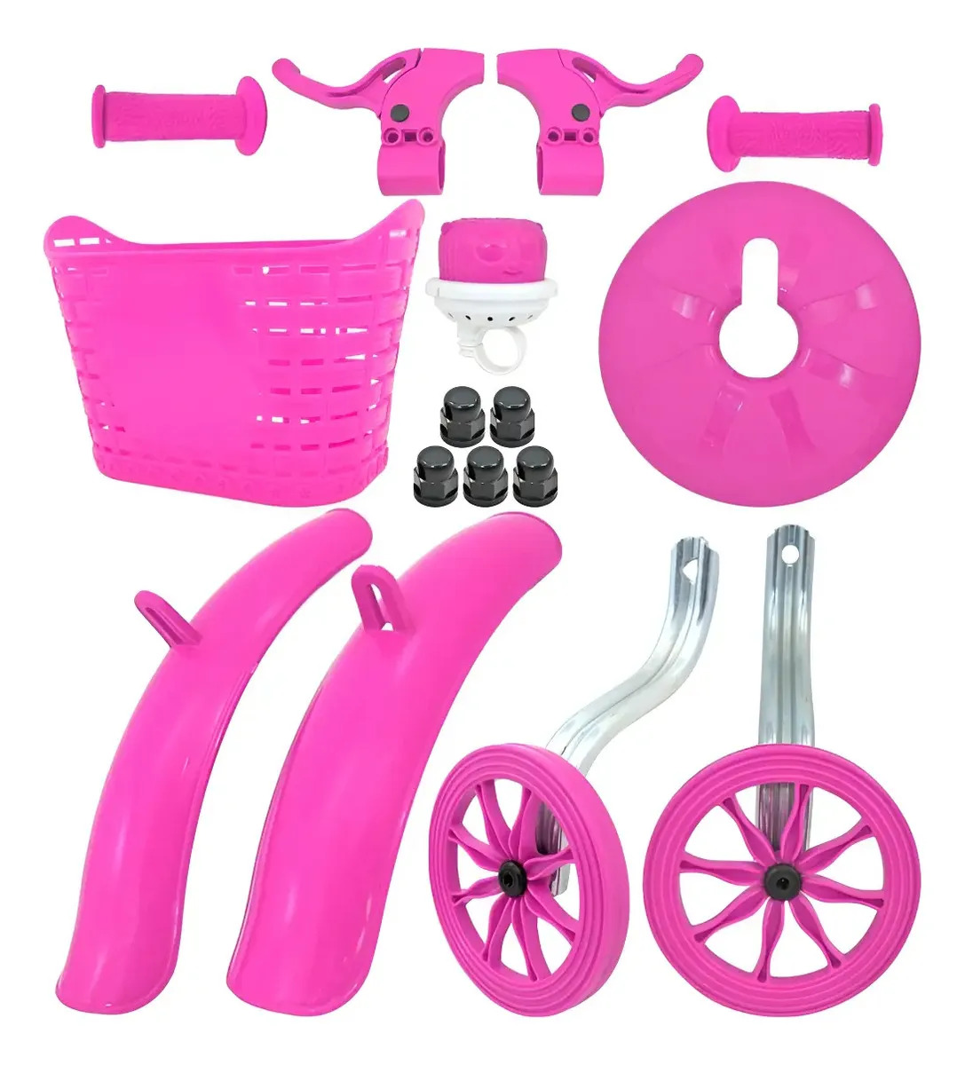 Kit Montagem Bicicleta Aro 16 Wester Cesta Rodinhas Infantil Cor Rosa / Pink