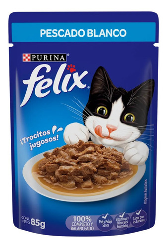 Alimento Felix Sensaciones para gato adulto sabor pescado blanco en sobre de 85g