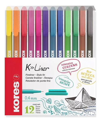 Micropuntas Kores K-liner X12 Colores Punta 0.4mm