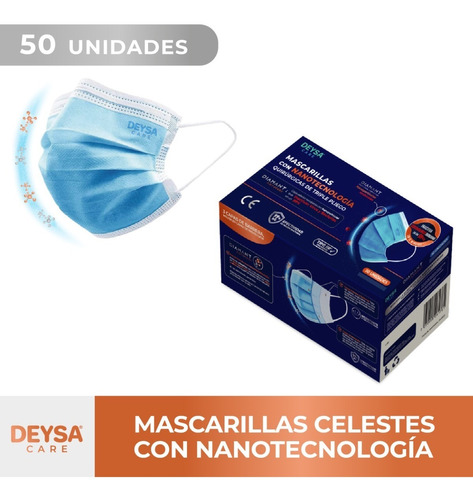 Mascarillas Tipo Il R Con Nanotecnología, 50 Un. Celeste 