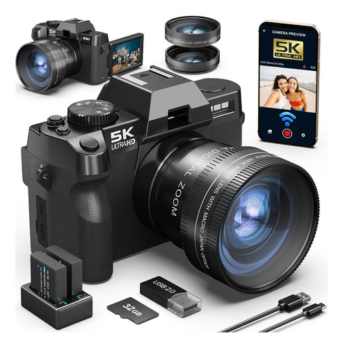 Câmera Digital G-anica 5k 48mp/60fps Wifi De Grande Angular