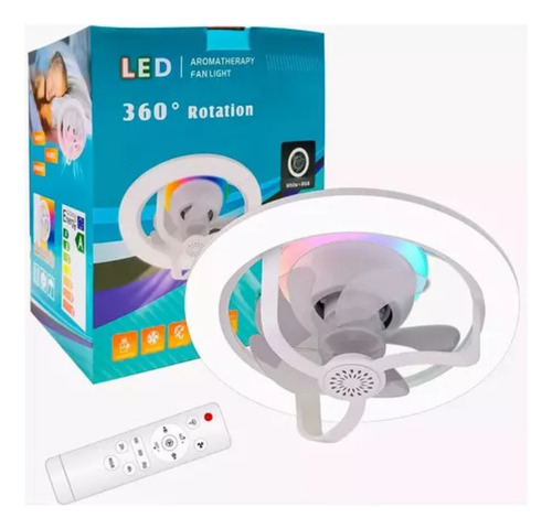 Ventilador Para Portalampara Con Luz Led Rgb Control Remoto Cantidad de aspas 5 Estructura Blanco Aspas Transparente Diámetro 28 cm Frecuencia 50Hz/60Hz Material de las aspas Plástico