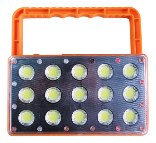 Lampara Reflector Solar Portatil Recargable 150w Powerbank Carcasa Amarilla Luz Luz Blanca Y Estrobo