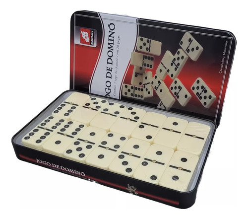 Domino Profissional Estojo Metal Com 28 Peças 10mm Maleta