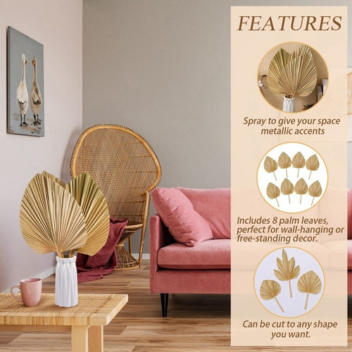8 Piezas De Decoración De Hojas De Palma Secas Recortadas Co