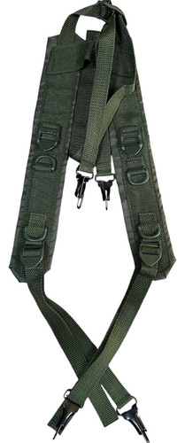 Kit Suspensório E Cinto Verde Exercito Brasileiro Desenho do tecido Sem Bolso