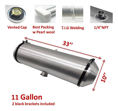 Jsd Auto Parts 11 Galones 10 X 33 Tanque De Gas De Aluminio