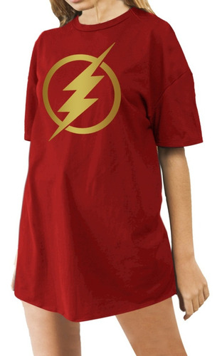 Remerón Flash Mujer Remera Simbolo Dorado Comic Superheroe