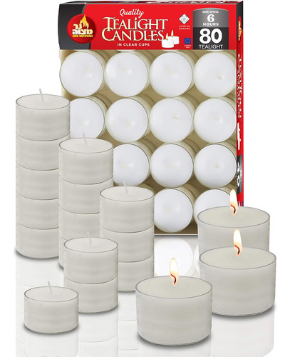 Velas De Té De Larga Duración, 6 Horas, Color Blanco En Vaso