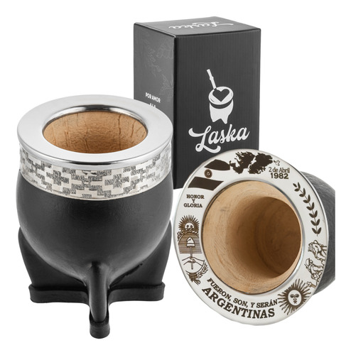 Mate Imperial Calabaza Personalizado Grabado Diseño Color Negro Malvinas