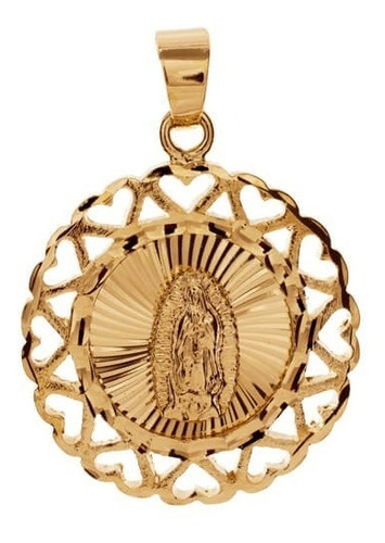 Medalla Corazon Virgen De Gpe Y Cadena Oro Laminado 22k