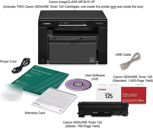 Imagen 2 de 8 de Impresora Multifuncional Canon Mf3010 + Toner Regalo Hp 85a