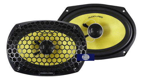 Bocinas 6x9puLG Audiolabs Adl-f69sq 2vias 750w Cono De Fibra Color Amarillo